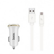 CHARGEUR POUR AUTO CERTIFIÉ HOCO Z1 2 PORTS USB AVEC CABLE MICRO USB