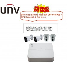 PACK NVR 4CH POE + 2 CAMERA IP IR DOME 2MP H264 - POE + CAMERA IP IR BULLET 2MP H264 - POE