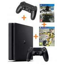 Sony PS4 Slim 1 To + FIFA17 + CALL OF DUTY + DS4