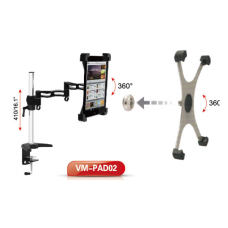 Support pour IPAD ou Tablette en alluminium + Bras flexible